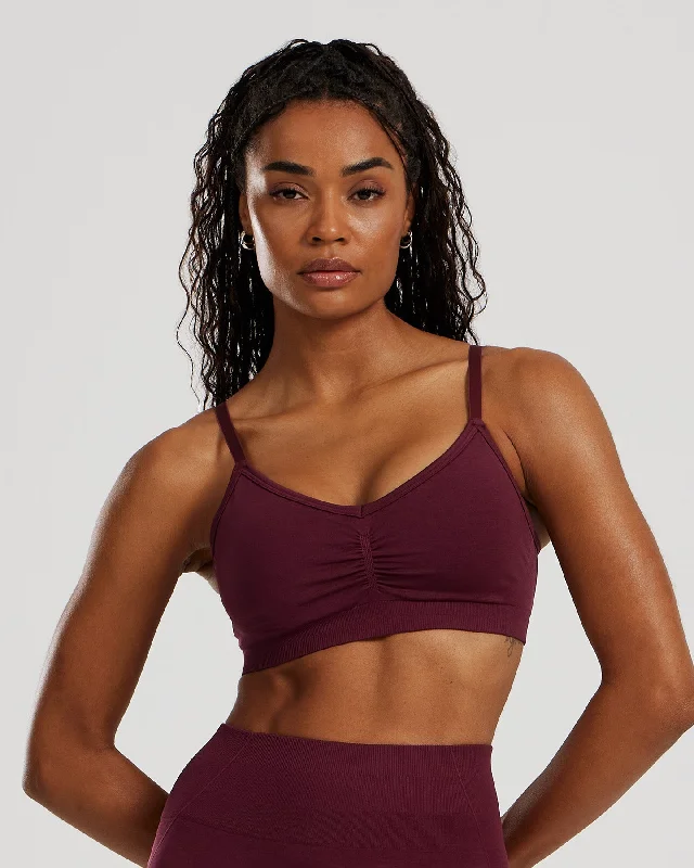 Sports bra for active living -Define 2.0 Seamless Scrunch Bralette | Dark Cherry