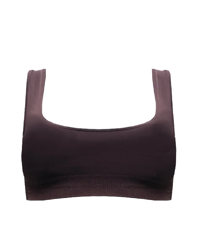 Sports bra for yoga beginners -SERENE Bikini Bra Top | Chocolate Brown