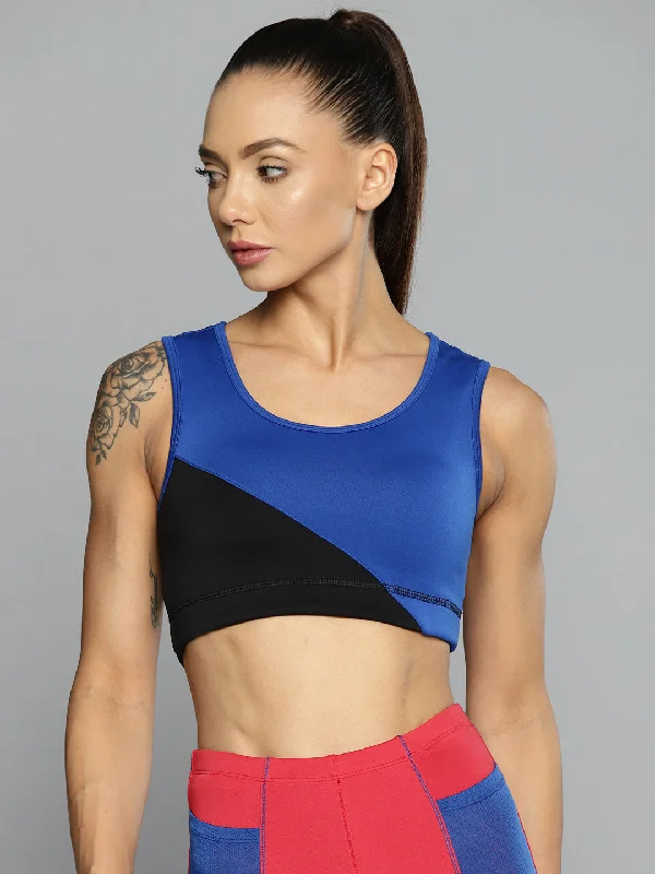 Sports bra for hot yoga -Alcis Women Blue Black Colourblocked Sports Bra