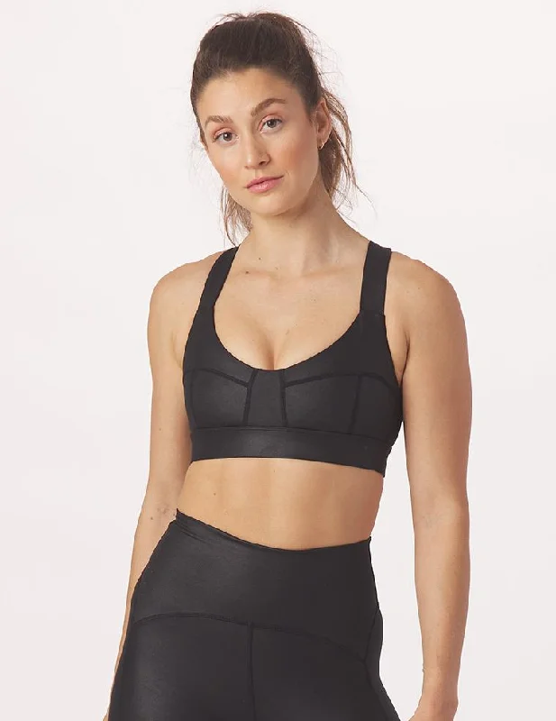 Sports bra for yoga sessions -Boudoir Bra: Black Gloss