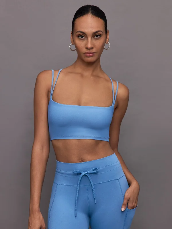 Sports bra with trendy print -Strappy Bra in Melt - Coronet Blue