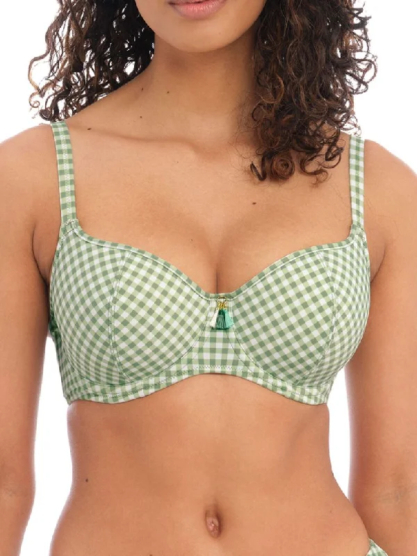 Swimwear for snorkeling -Check In Sweetheart Bikini Top - Khaki