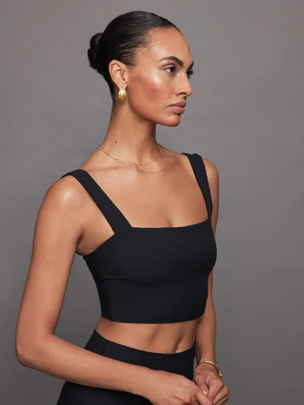 Sports bra with bold design -Square Neck Bra Top in Melt - Black