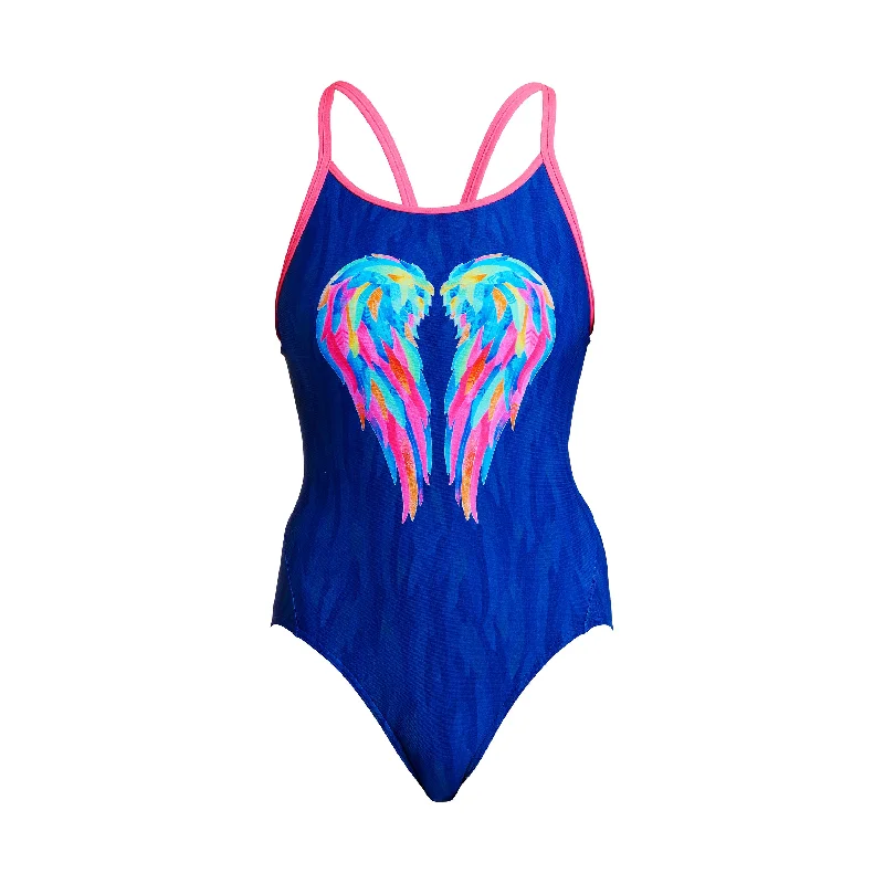 Breathable swimwear for workouts -Icarus Wings | Ladies Diamond Back One Piece