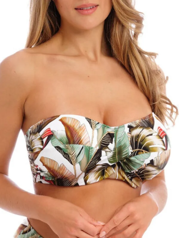 High-waisted swimwear for style -Kinabalu Twist Bandeau Bikini Top - Jungle