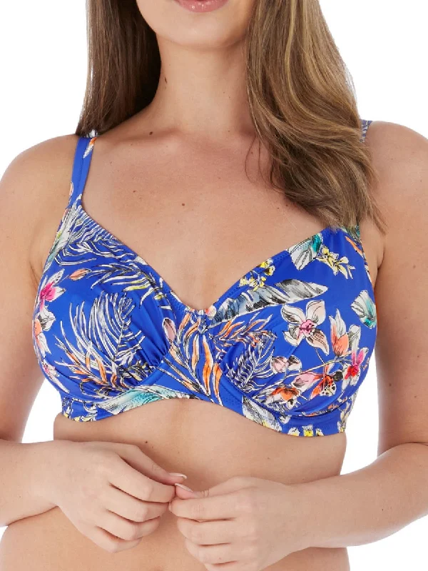 Swimwear with fade resistance -Burano Gathered Full Cup Bikini Top - Pacific