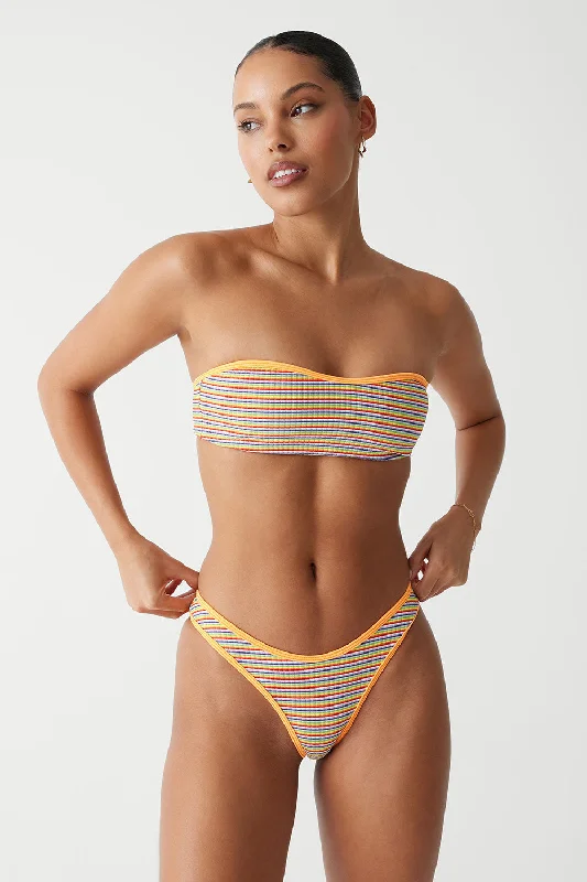 Swimwear for luxury resorts -Rosabella Striped Bandeau Bikini Top - Hawaiian Sky