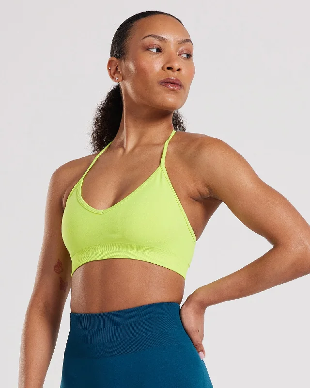 Sports bra with trendy colors -Define Seamless Halter Neck Bra | Cyber Lime