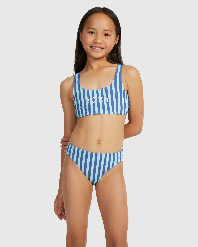 Sports bra with sleek straps -Girls Serenity Stripe Bralette Set Bikini