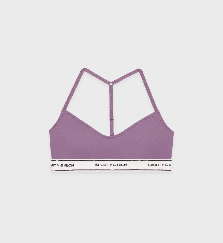 Sports bra with cool straps -SR Bold Sports Bralette - Eggplant/Off White