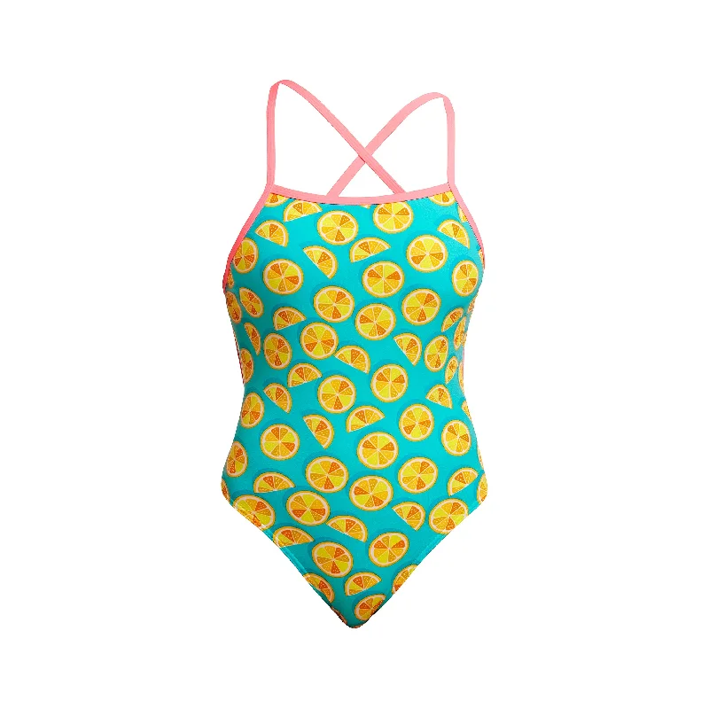 Swimwear with stretch straps -Lime Splice | Ladies Tie Me Tight One Piece