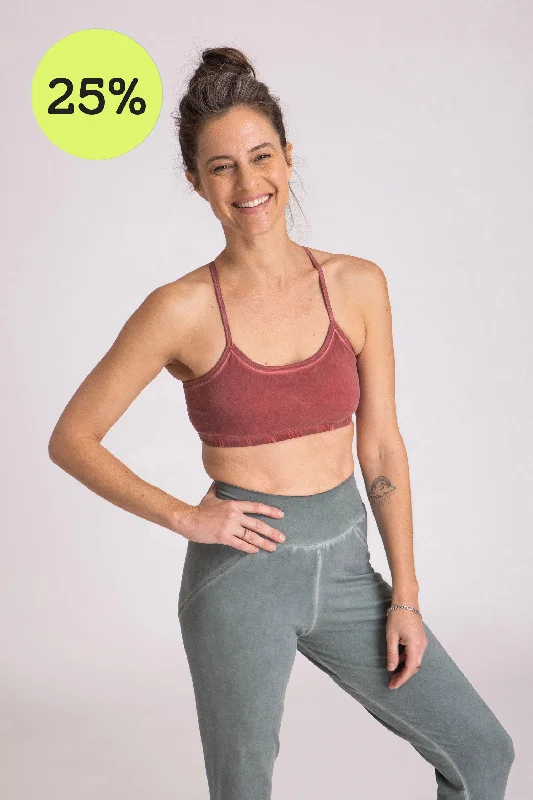 Sports bra for postpartum fitness -I'mPerfect Stonewash Criss Cross Bra 25%off