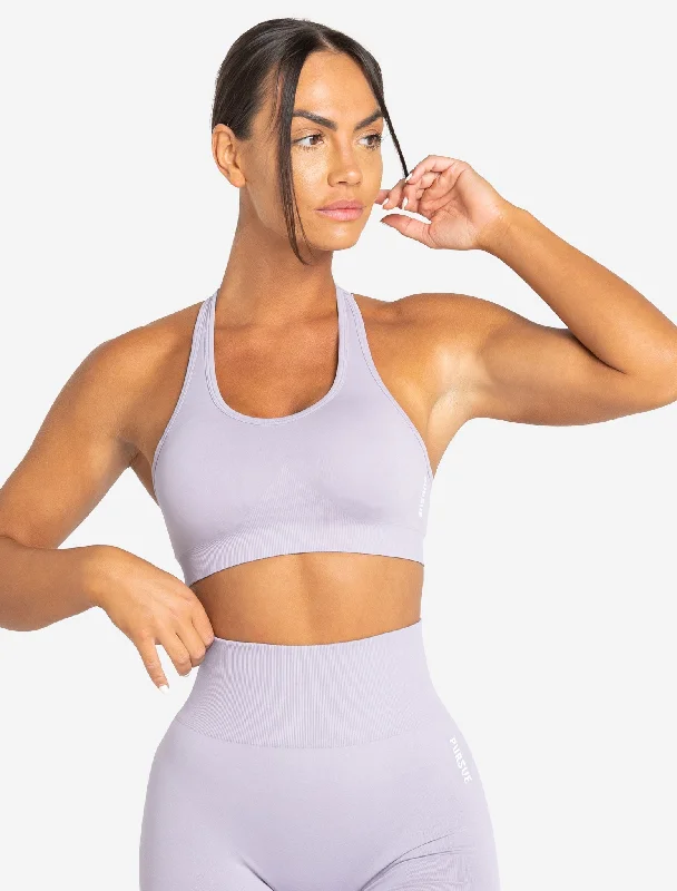 Sports bra with bold straps -Move Seamless Sports Bra - Lilac