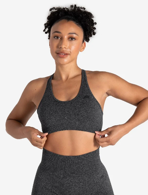 Sports bra with bold straps -Form Seamless Sports Bra - Black Marl