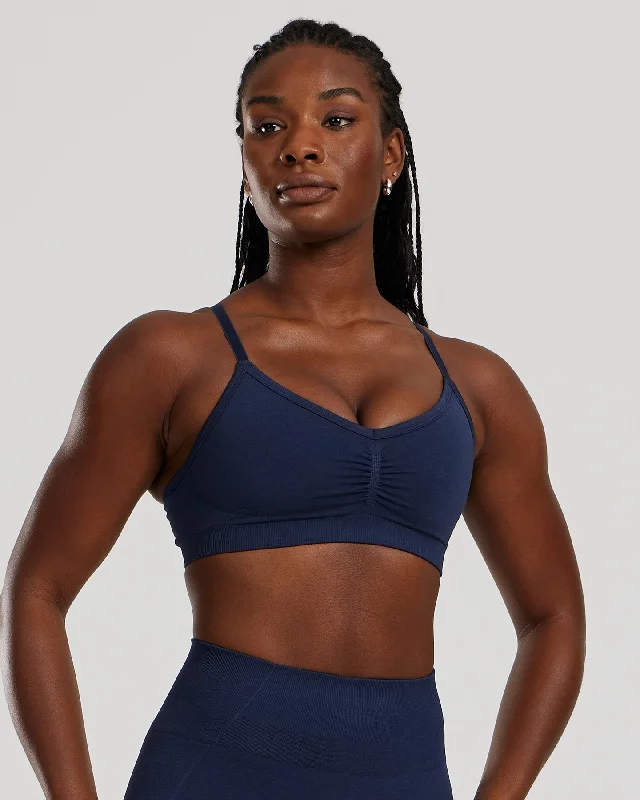 Sports bra for yoga class -Define 2.0 Seamless Scrunch Bralette | Sapphire Blue