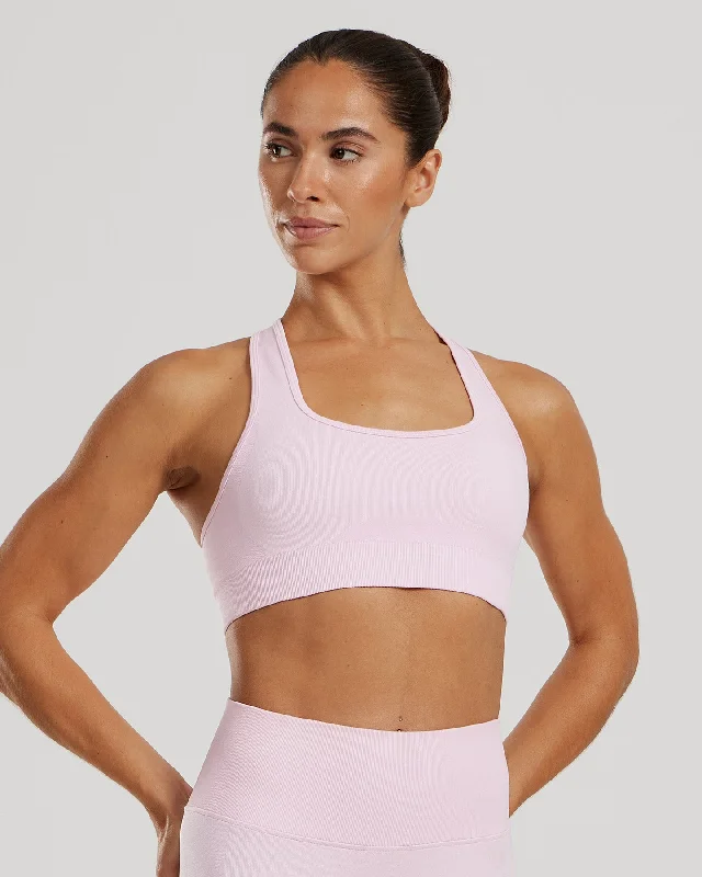 Sports bra with sweat-wicking -Motion Seamless Racer Back Bra | Quartz