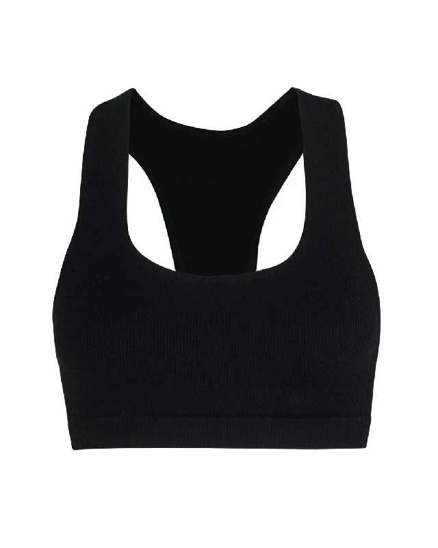 Sports bra for active lifestyle -RIBBED ELATED Bra Top | Black