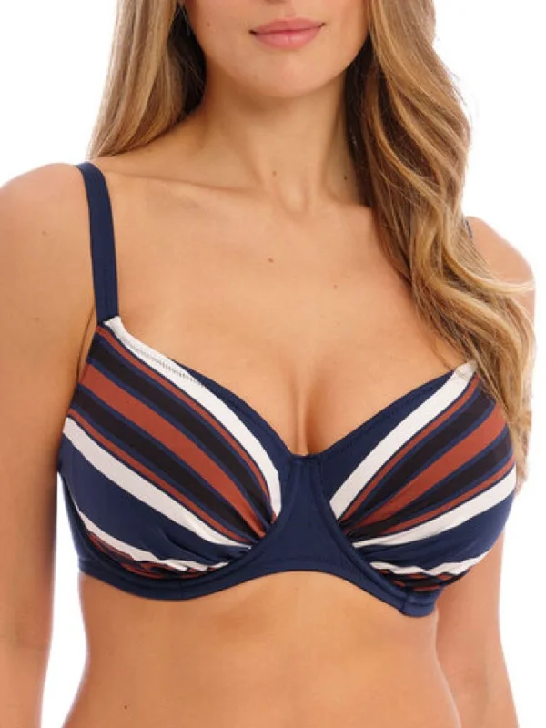 Patterned swimwear for pool -Ocean Cove Full Cup Bikini Top - Deep Sea