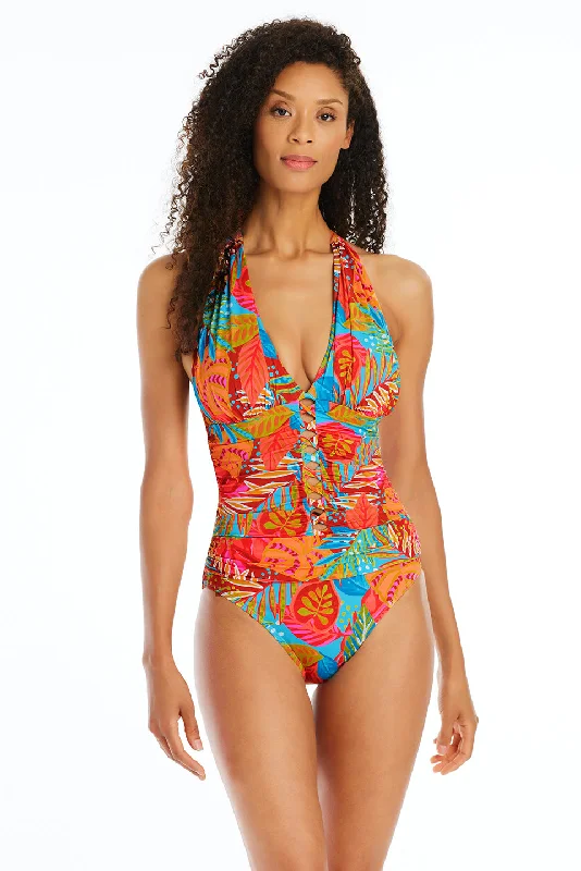 Swimwear with non-slip -Bleu Rod Beattie The Heat Is On Halter One Piece