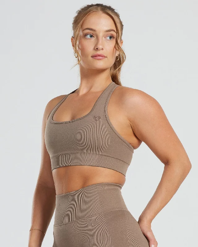 Sports bra with trendy print -Motion Seamless Racer Back Bra | Caribou