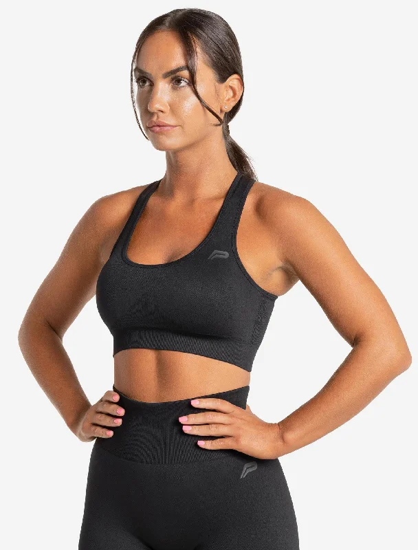 Sports bra for fitness goals -Core Seamless Sports Bra - Blackout