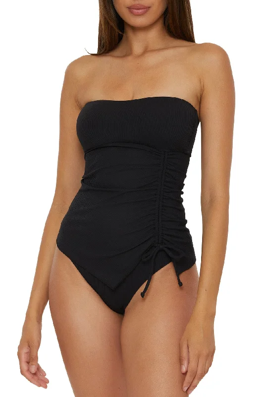 Sports tank top with sleek straps -Becca Modern Edge Black Tankini Top