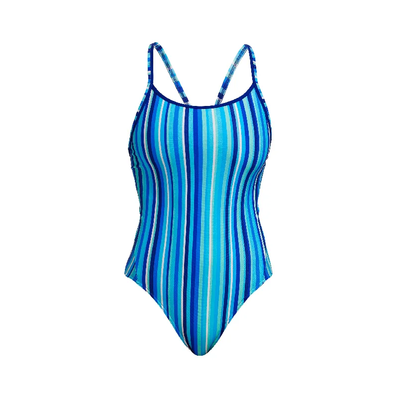 Swimwear with open mesh -Lane Lines | Ladies Diamond Back One Piece