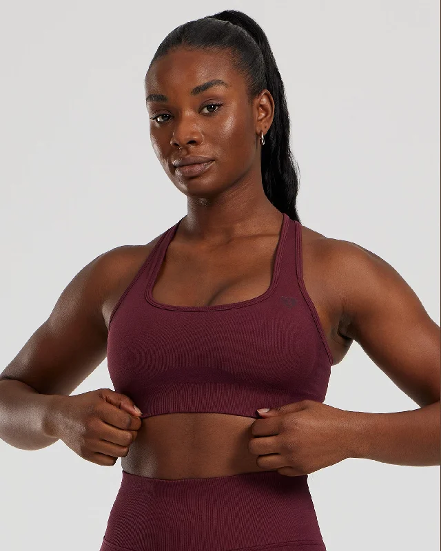 Sports bra for gym enthusiasts -Motion Seamless Racer Back Bra | Dark Cherry