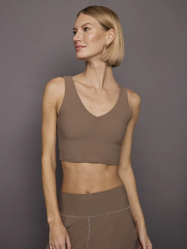 Sports bra for daily fitness -V-Neck Longline Bra in Melt - Caribou