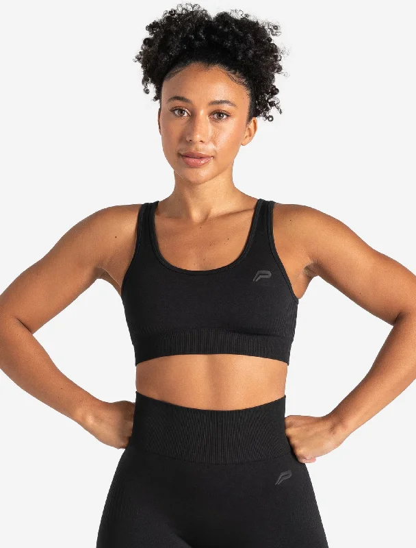 Sports bra with soft straps -ADAPT 2.0 Seamless Sports Bra - Blackout