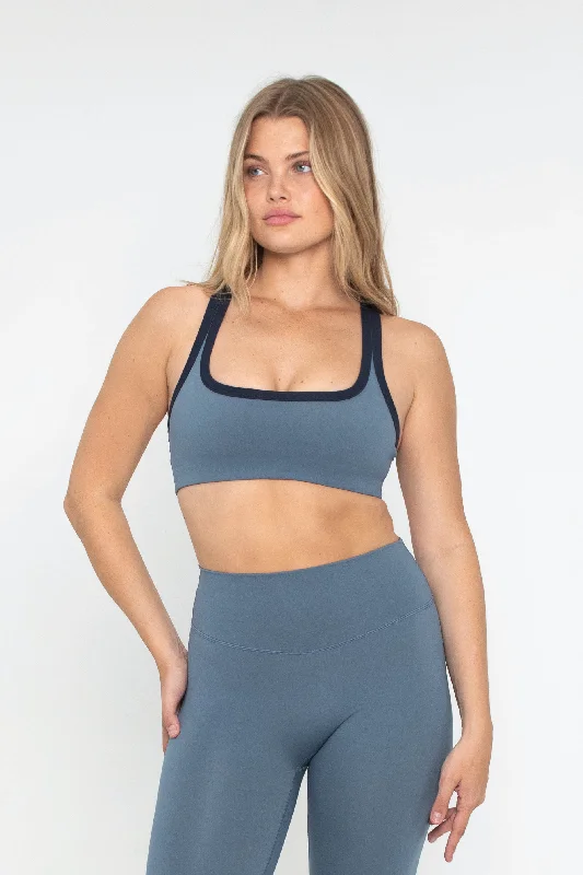 Sports bra with stylish back -Racer Bra - Denim