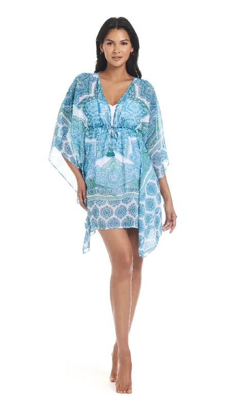 Blue swimwear with bold pattern -Bleu Rod Beattie Coastal Cool Caftan