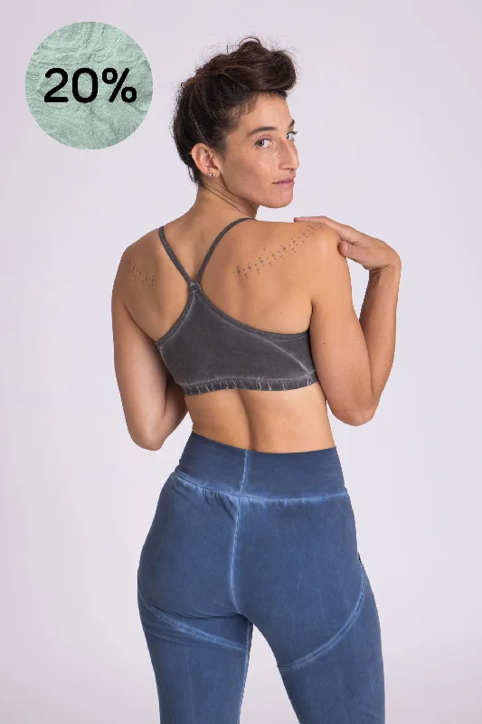 Sports bra with front closure -Stonewash Criss Cross Bra