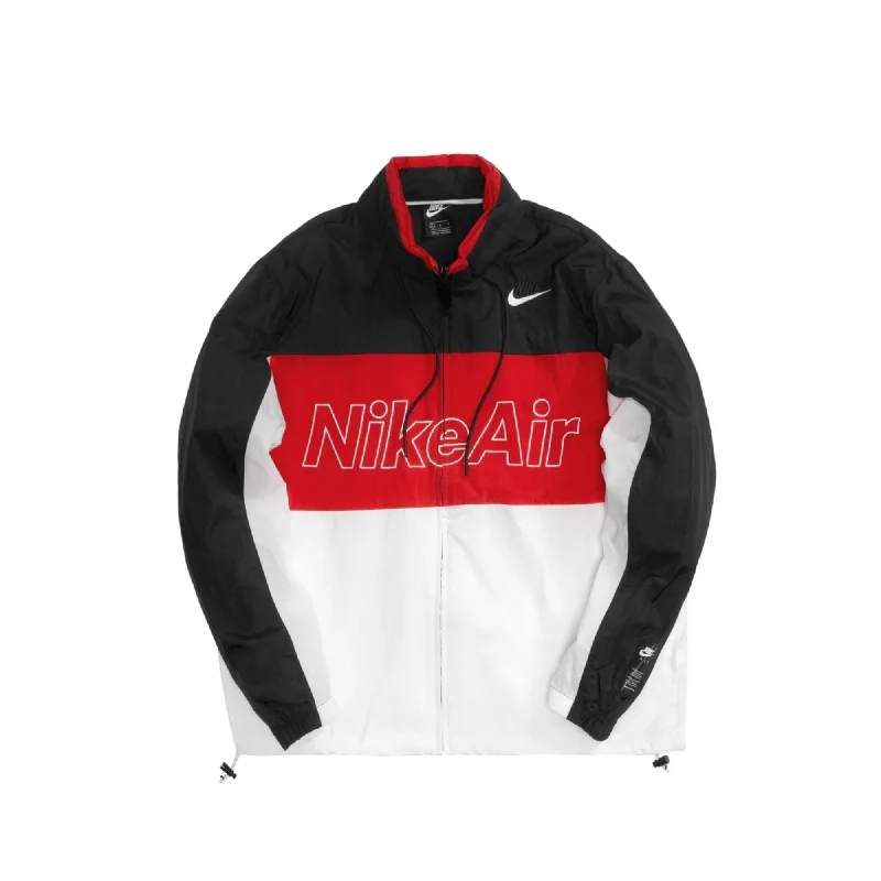 Windproof sports jacket for gym -Nike NSW Hooded Woven Jacket Black/University Red-White  CJ4856-011 Men's