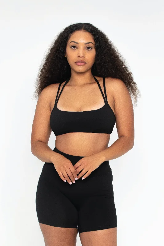 Sports bra for sprint running -Double Strap Bra - Black