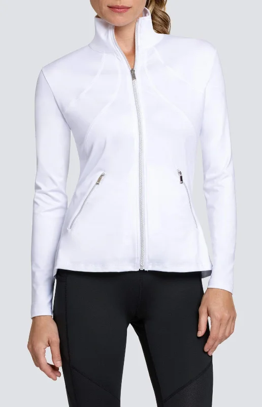 Fleece sports jacket for cold -Rachel Jacket - Chalk White