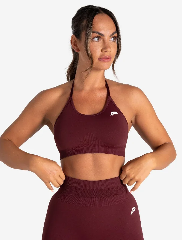 Sports bra for active cardio -Scrunch Seamless Sports Bra - Dark Cherry