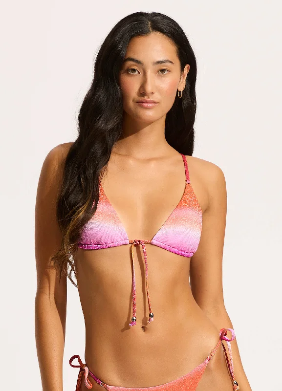 Swimwear with tie sides -Spectrum Slide Triangle Bikini Top - Hot Pink