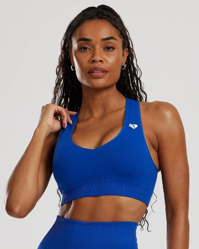 Sports bra for fitness yoga -Power Seamless Sweetheart Bra | Galactic Blue