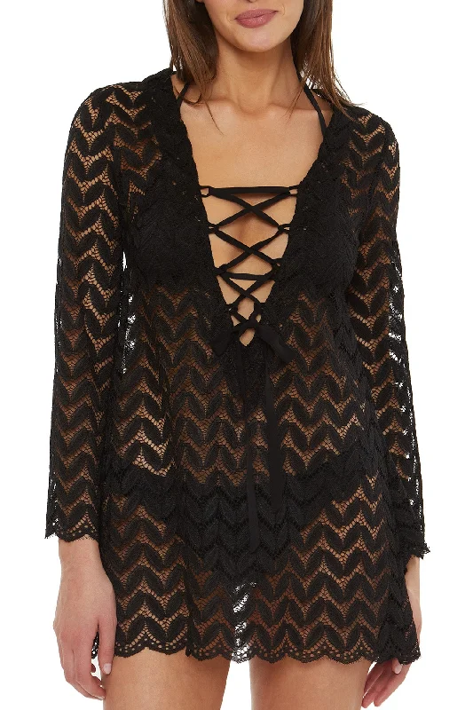 Camouflage swimwear for trend -Isabella Rose Venice Black Sheer Tunic