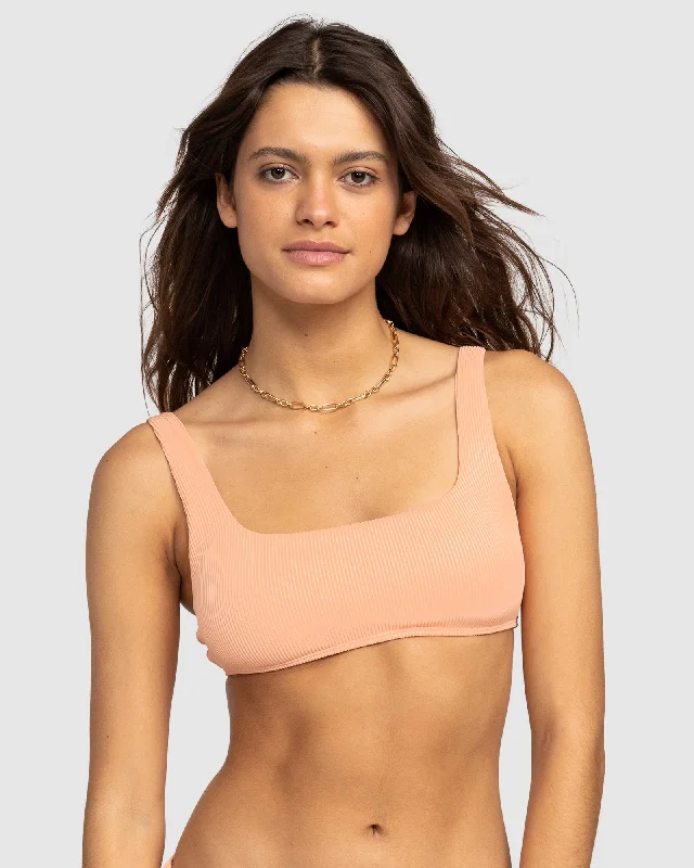 Sports bra for fitness trends -Womens Rib Roxy Love The Glassy Bralette Bikini Top