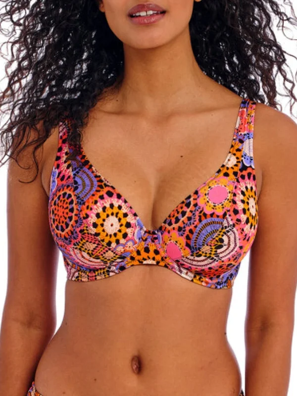 Swimwear for kids’ swim class -Santiago Nights High Apex Bikini Top - Multi