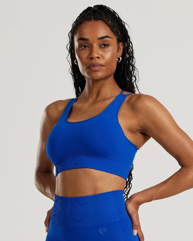 Sports bra with durable fabric -Power Seamless Sports Bra | Electric Blue