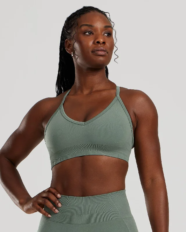 Sports bra with chic fit -Define 2.0 Seamless Halter Neck Bra | Sage