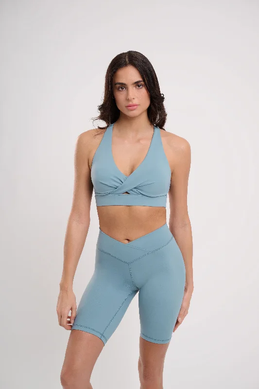 Sports bra with soft print -Iris Wrap Bra Sky Blue