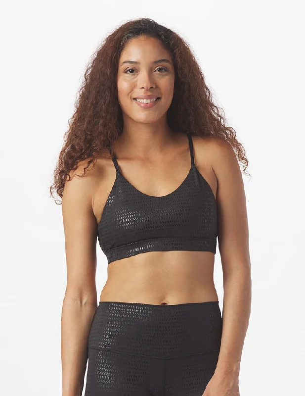 Sports bra with cool fabric -Angelic Bra: Black Pebble Gloss Print