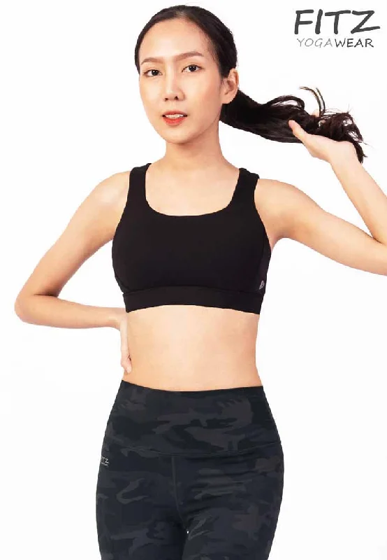 สปอร์ตบรา บราโยคะ บราออกกำลังกาย Fitz - SixPower Bra - Black