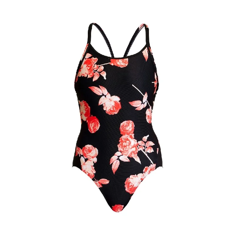 Swimwear with sunblock -Rose Garden | Ladies Diamond Back One Piece