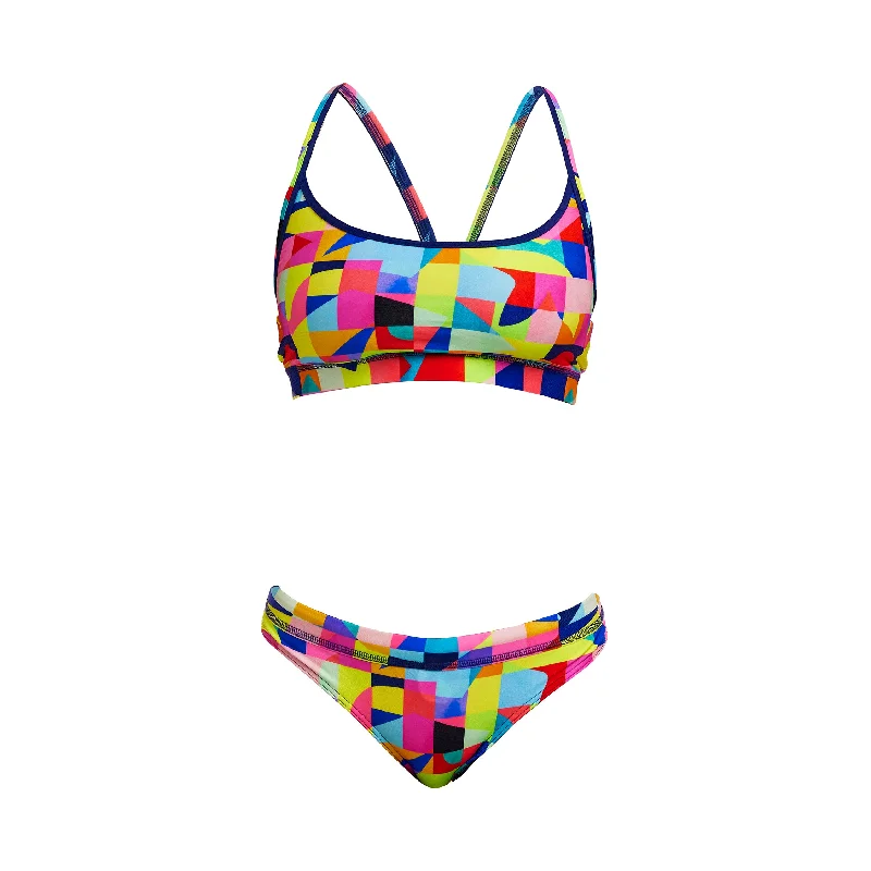 Swimwear with durable fabric -On The Grid | Ladies Sports Top