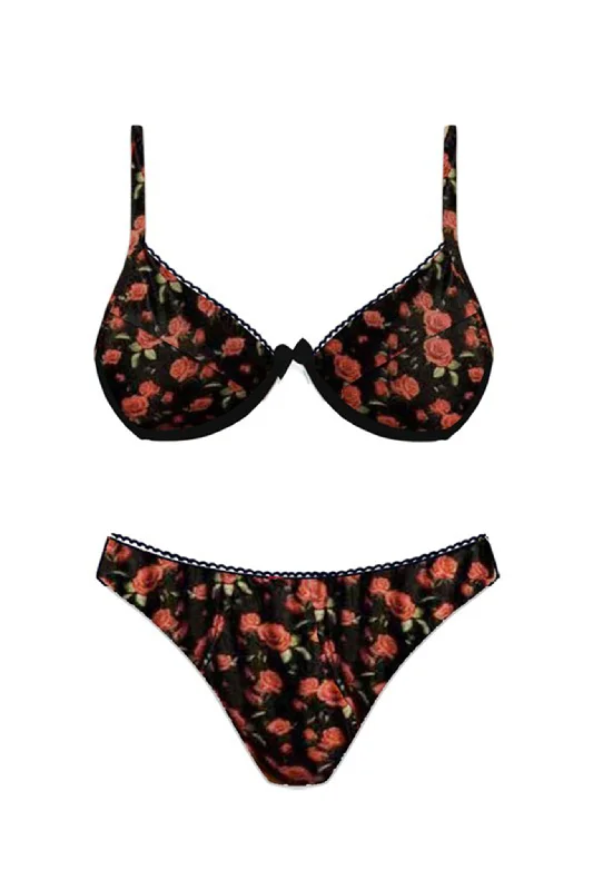 Red swimwear with ruffles -La Dolce Vita Bikini Bottom Rose Black/Red